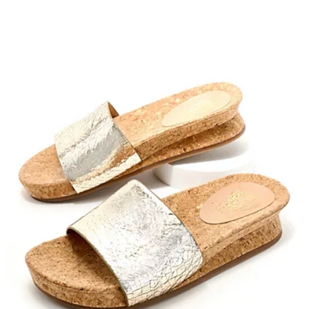 Vince Camuto Metallic Cork Slide Sandals~